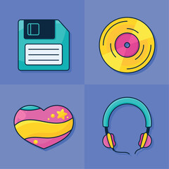 Sticker - four nineties modern icons