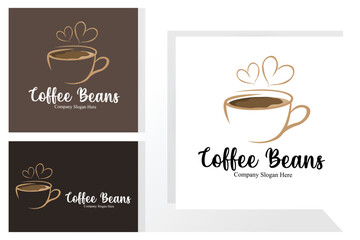 Wall Mural - coffee bean drink logo design in brown color vector illustration