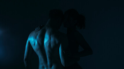 Wall Mural - couple in the dark. Sexy couple. Sexual. Erotica. Passion. Passionate concept. Dark. Photo. 