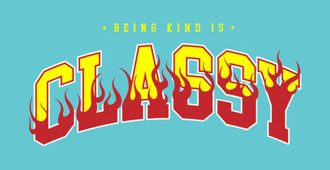 Fototapete - varsity look slogan print design with flames illustration