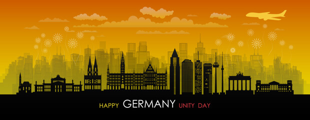 Wall Mural - Travel landmarks Germany with silhouette architecture background, Germany republic day.