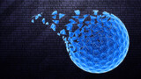 Fototapeta Do przedpokoju - Three-dimensional golfball isolated on binary background. 3D illustration.