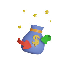 Poster - Cashback and coin with money bag refund icon concept. 3d icon render illustration