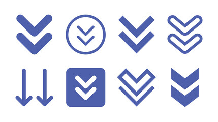Aufkleber - Double arrow down icon set. Vector illustration.