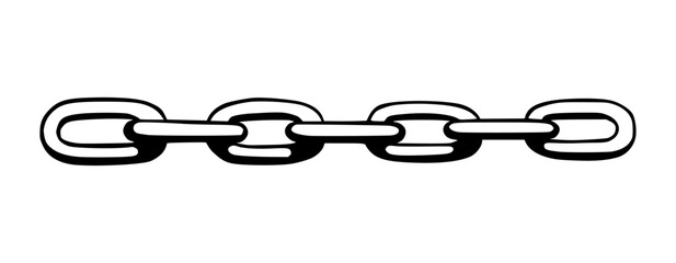 Poster - Chain as symbol of unity and cooperation. Sketch of metal chains. Vector illustration isolated in white background