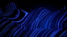 Sound Wave And Audio Technology Concept. Blue, Futuristic Digital Style. 3D Render.