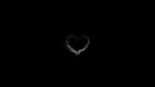 Heart Shaped Make With Smoke, White Heart Animation Shape Make With Smoke On Black Background