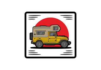 Wall Mural - Stocky camper car illustration badge