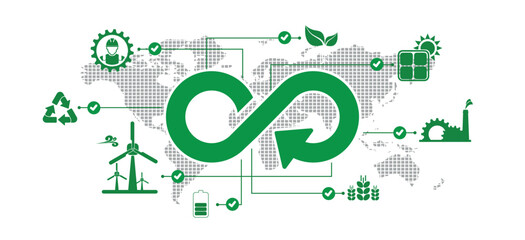 circular economy icons on white background	