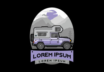 Wall Mural - Stocky camper car illustration badge