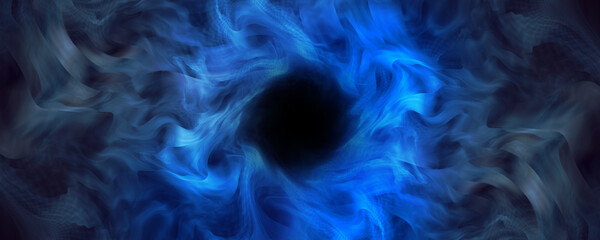 Wall Mural - Blue brush abstract background with black hole circle