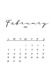 Wall Mural - 2023 Beautiful clean minimalistic calendar design - February