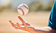 © L Ismail/peopleimages.com - Sports athlete catch baseball with hand on playing game or training practice match for exercise or cardio at stadium field. Young man, fitness and softball athlete with successful strong pitching arm