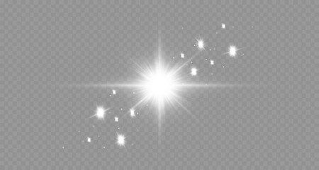 Wall Mural - Dazzling flash. Bright Star. Magic dust. Brilliant vector. Bright sun. Glare. shining beam. Rash.