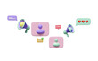 © sirawut - 3d megaphone with chat bubbles icons isolated. social media online social, communication applications concept, 3d render illustration