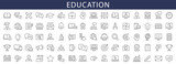Fototapeta  - Education and Learning thin line icons set. Education, School, Learning editable stroke icons. Vector illustration