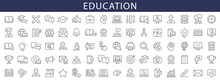 Education And Learning Thin Line Icons Set. Education, School, Learning Editable Stroke Icons. Vector Illustration