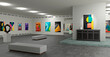 © Westend61 - Canvas paintings and plastic models arranged in art gallery