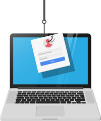 Poster - Login into account and fishing hook.