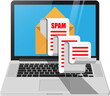 Paper enevelope and spam mail in laptop