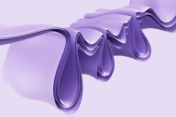 Poster - Creative purple wave cloth or fabric on white background. Luxury background for branding and product presentation. 3D Rendering.