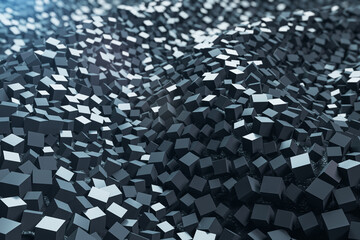 Aufkleber - Abstract dark cubic backdrop. Big data and internet connection, landing page concept. 3D Rendering.