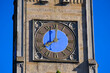 Close-up of clock of protestant church of rural village Andelfingen, Canton Zürich, on a sunny summer day. Photo taken July 12th, 2022, Andelfingen, Switzerland.