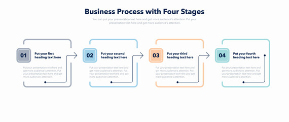 Aufkleber - Modern business process template with four stages. Easy to use for your website or presentation.