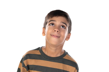 Poster - Pensive small child with striped jersey