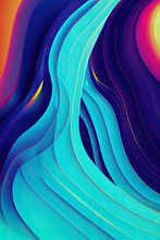 Neon Curves Bright Vibrant Pink Blue Purple Waves Flow Ribbons Abstract Minimalist Background. Glowing Pink Violet Wavy Color Lines Futuristic Cool Illuminating Light Soft Illustration.