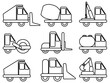 Construction equipment outline set in kids style, coloring page with vehicles