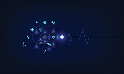 Poster - Abstract molecules medical background concept template design Vector Illustration.