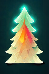 Wall Mural - minimalist christmas tree with green neon lights