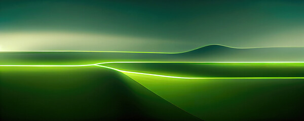 Wall Mural - Abstract green glowing neon lights wallpaper background