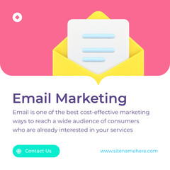 Poster - Electronic mail marketing e business promo open envelope letter social media post 3d icon vector