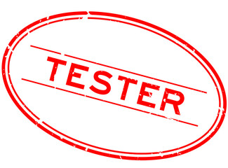 Poster - Grunge red tester word oval rubber seal stamp on white background