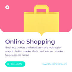 Poster - Online shopping marketing e commerce business strategy social media post realistic 3d icon vector