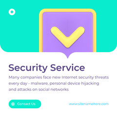 Poster - Cyberspace security service safety connection global privacy access social media post 3d icon vector