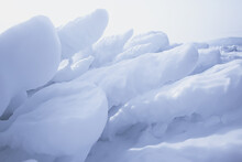 Ice Splashes Baikal Rocks, Abstract Winter View