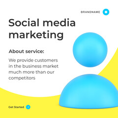 Poster - Social media marketing service e commerce business development strategy web post 3d icon vector