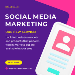 Poster - Social media marketing business personal account customers interaction web post 3d icon vector