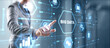 © Funtap - Businessman clicks Big data world and globe icon modern interface