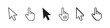 © Precious - Cursor icon. Vector arrow pointer. Computer mouse click sign. Isolated web cursor set. Hand with finger on white background.
