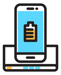 Poster - Smarthone with battery sign on station. Wireless charging concept