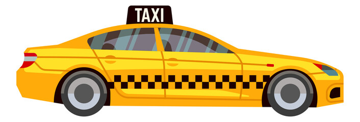 Sticker - Taxi icon. Yellow car with black square pattern