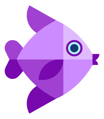 Wall Mural - Fish icon. Purple water animal in kawaii style