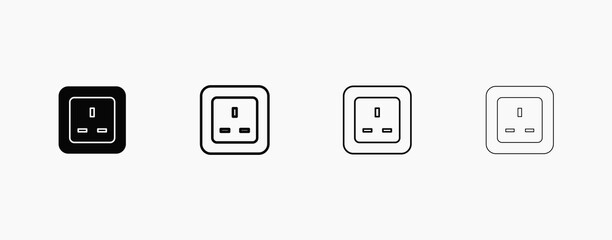 Type G power socket vector line icon. Arabian and UK power socket type vector icon