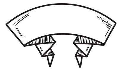 Poster - ribbon banner in black line sketch style. empty doodle