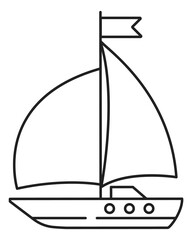 Wall Mural - Ship icon. Sailing boat in outline style. Marine symbol