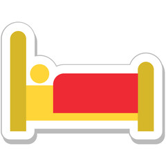 Sticker - Bed Colored Vector Icon